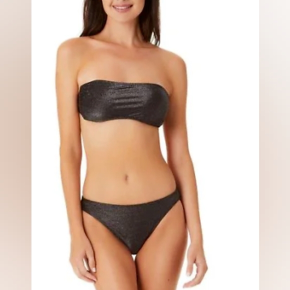NWT, California Waves Black Metallic Shine Bandeau Top - Picture 11 of 11